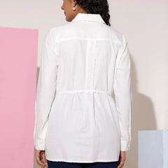 White Cotton Embroidered Shirt