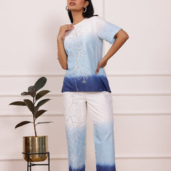 Ombre Blue Cotton Co-ord Sets