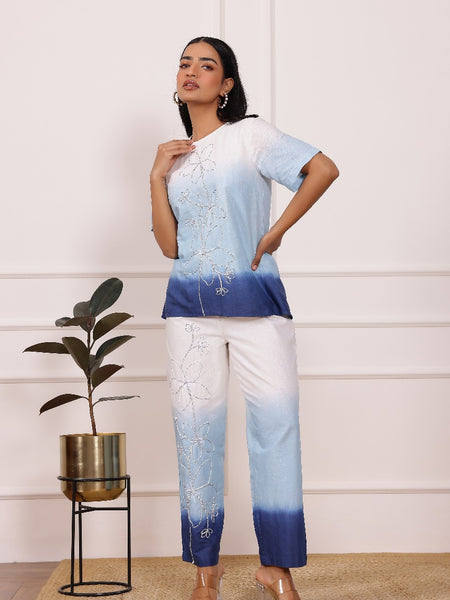 Ombre Blue Cotton Co-ord Sets