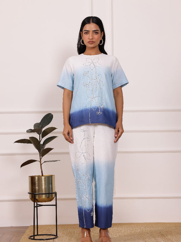 Ombre Blue Cotton Co-ord Sets