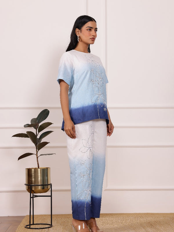 Ombre Blue Cotton Co-ord Sets
