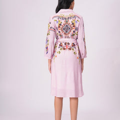 Lilac Love Embroidered Mini Shirt Dress
