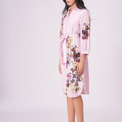 Lilac Love Embroidered Mini Shirt Dress