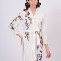 Lily White Embroidered Mini Shirt Dress