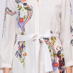 Lily White Embroidered Mini Shirt Dress