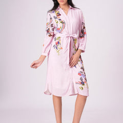 Lilac Love Embroidered Mini Shirt Dress