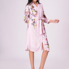 Lilac Love Embroidered Mini Shirt Dress