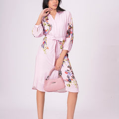 Lilac Love Embroidered Mini Shirt Dress