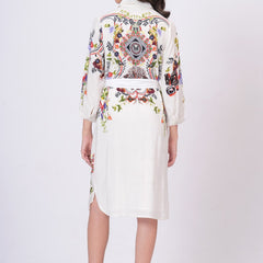 Lily White Embroidered Mini Shirt Dress