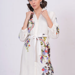 Lily White Embroidered Mini Shirt Dress