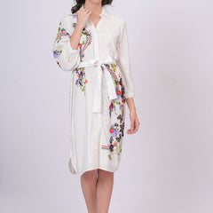 Lily White Embroidered Mini Shirt Dress