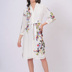 Lily White Embroidered Mini Shirt Dress