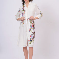Lily White Embroidered Mini Shirt Dress