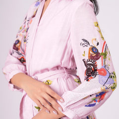 Lilac Love Embroidered Mini Shirt Dress