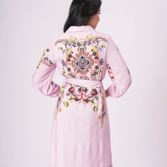 Lilac Love Embroidered Mini Shirt Dress