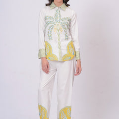 Tropical Palm Printed White Co-ord Set