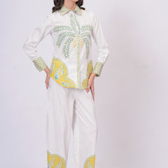 Tropical Palm Printed White Co-ord Set