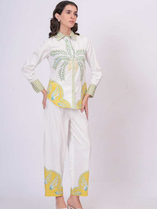 Tropical Palm Printed White Co-ord Set
