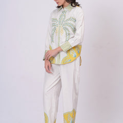 Tropical Palm Printed White Co-ord Set