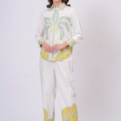 Tropical Palm Printed White Co-ord Set