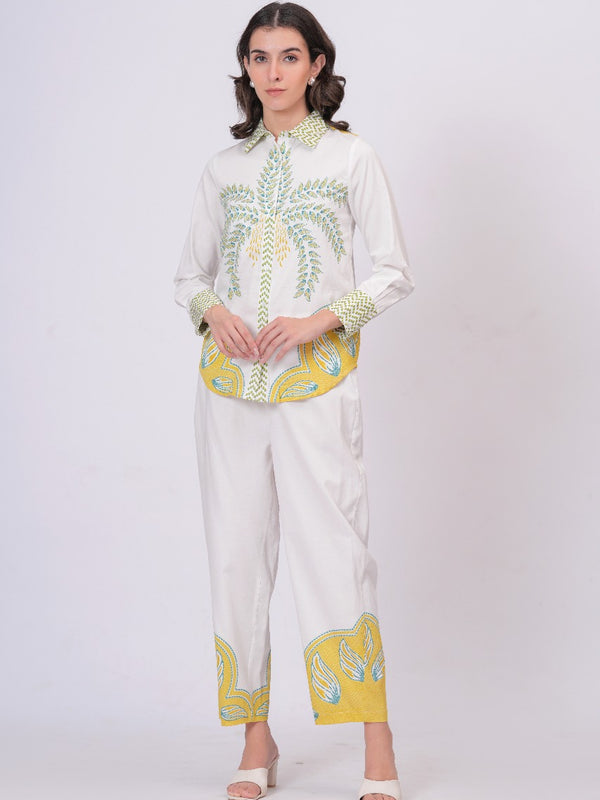 Tropical Palm Printed White Co-ord Set