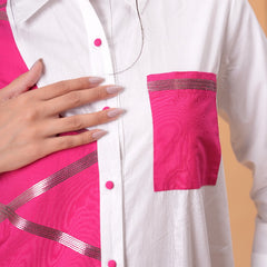 Blush Mosaic White Poplin Patchwork Shirt