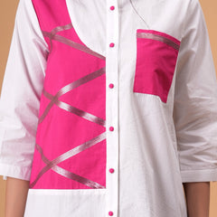 Blush Mosaic White Poplin Patchwork Shirt