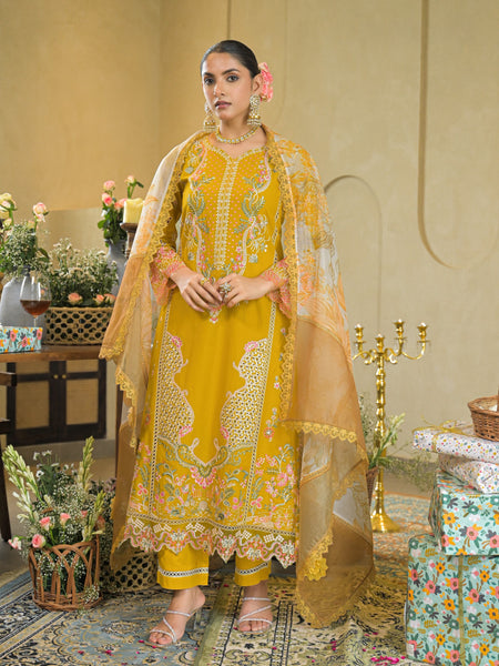 Golden Bloom Mustard Embroidered Kurta Set