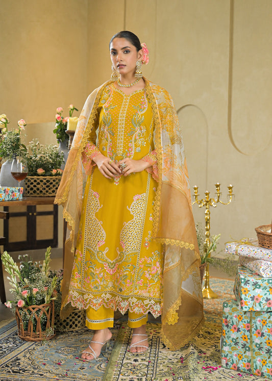 Golden Bloom Mustard Embroidered Kurta Set