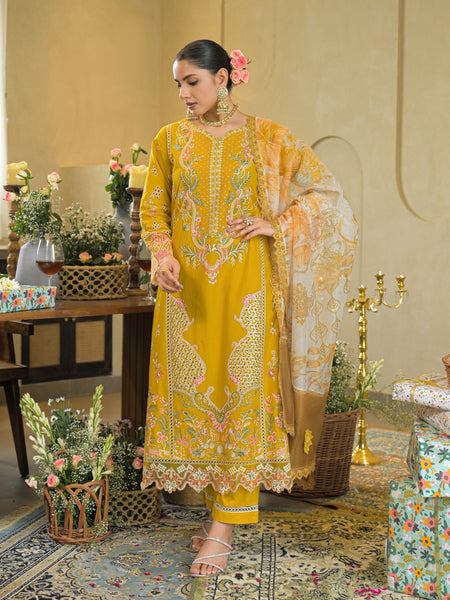 Golden Bloom Mustard Embroidered Kurta Set