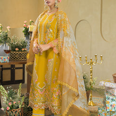Golden Bloom Mustard Embroidered Kurta Set