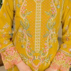 Golden Bloom Mustard Embroidered Kurta Set