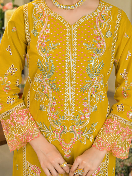 Golden Bloom Mustard Embroidered Kurta Set