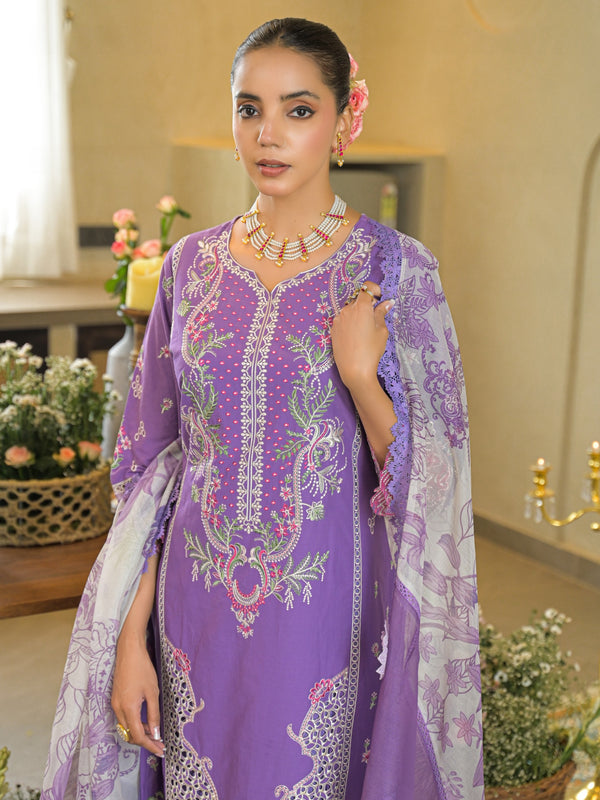 Royal Bloom Purple Heavy Floral Embroidered Kurta Set