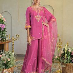 Rani Pink Chandery Embroidered Sharara Set