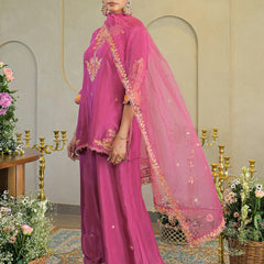 Rani Pink Chandery Embroidered Sharara Set