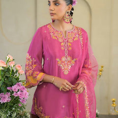 Rani Pink Chandery Embroidered Sharara Set