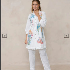 White Multicolor Embroidered Cotton Co-ord Set