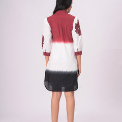 Elegant Ombre Floral Button Down Shirt Dress