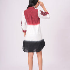 Elegant Ombre Floral Button Down Shirt Dress