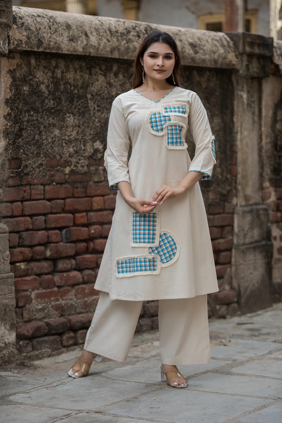 Ivory Artistic Patchwork Co-Ord Set