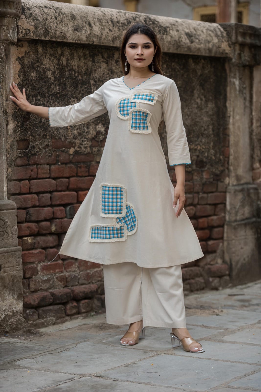 Ivory Artistic Patchwork Co-Ord Set