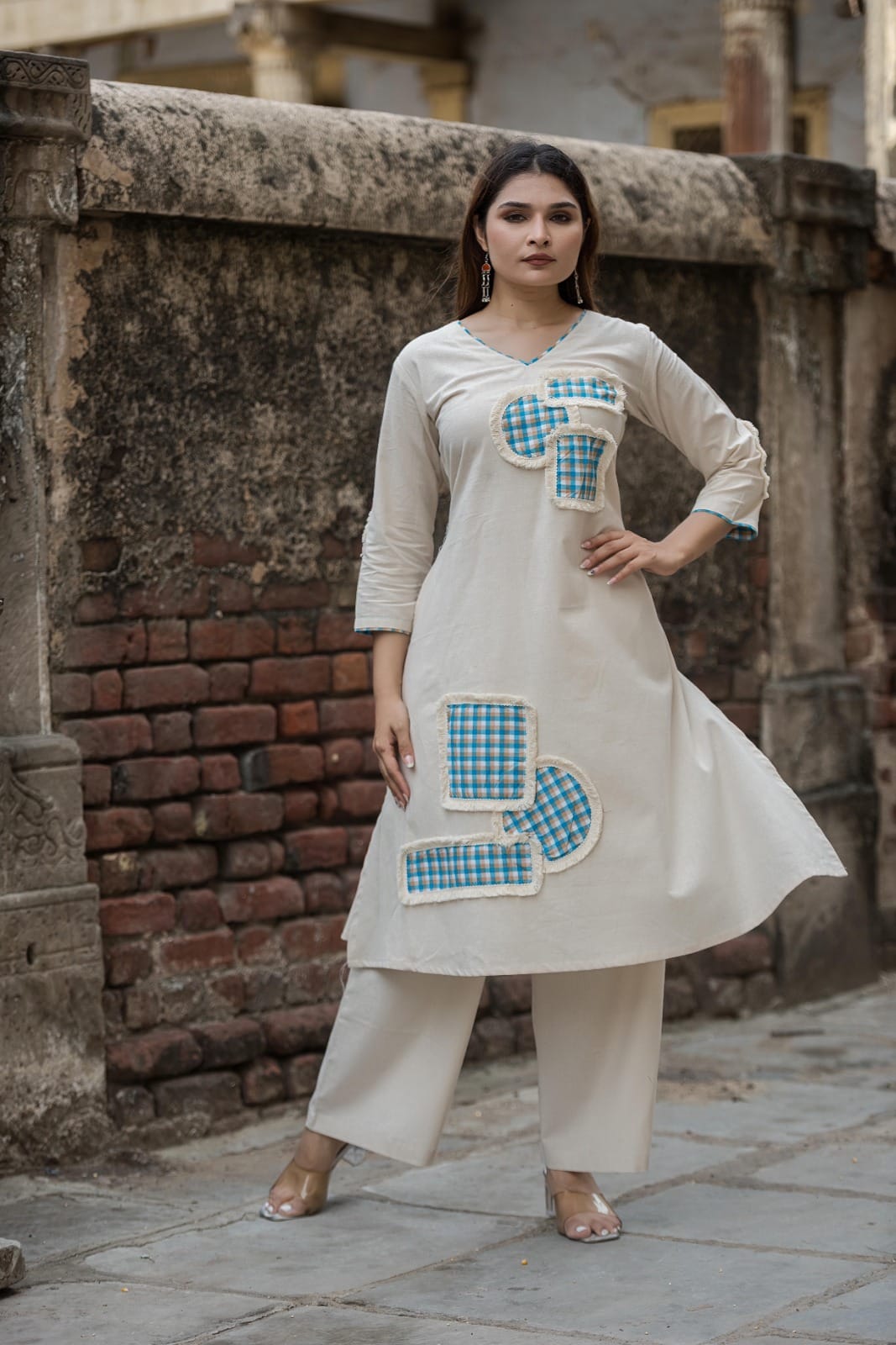 Ivory Artistic Patchwork Co-Ord Set