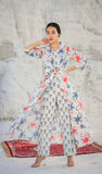White Long Jacket Pattern Co-ord Set
