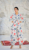 White Long Jacket Pattern Co-ord Set
