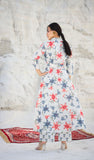 White Long Jacket Pattern Co-ord Set