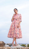 Pink Printed Midi Dress