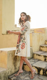 Beige Emboirdered Mini Dress