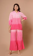 Pink Tie And Dye Embroidered Co-ords Sets