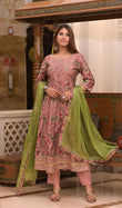 Dusky Pink Printed Anarkali Suit Set